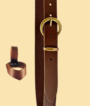Klassischer Gürtel 3 cm - Spaltleder  - braun - schwerthalter -  Schnalle rund